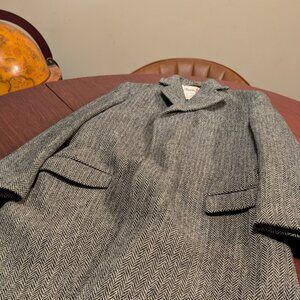 Vintage Harris Tweed Herringbone Overcoat – Small– Wool
